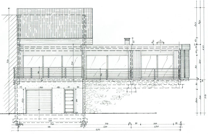 Plan d'architect de la façade Nord-Est