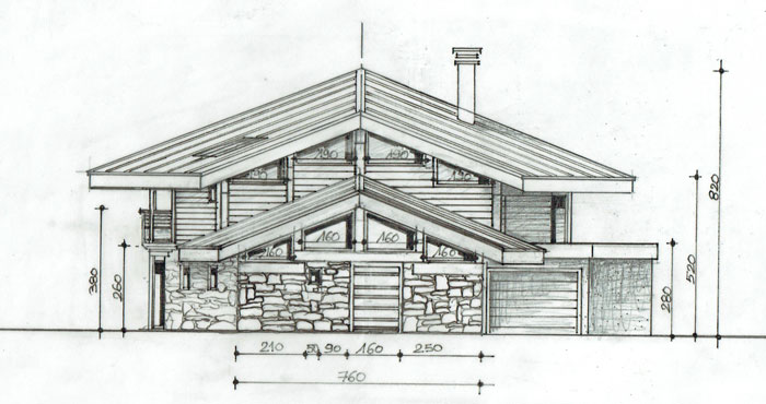 Plan de la façade Nord, maison architecte ste foy tarentaise